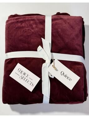 Quince Cotton Velvet Curtain Panel Bordeaux 48x96 Burgundy Red